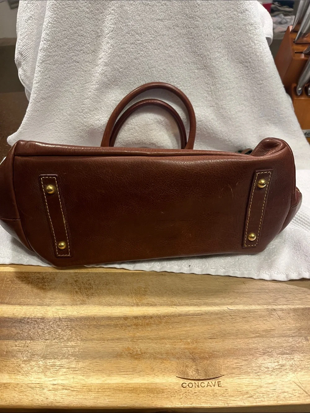 Dooney & Bourke Brown Quilted Leather Satchel with Gold Heart Hardware